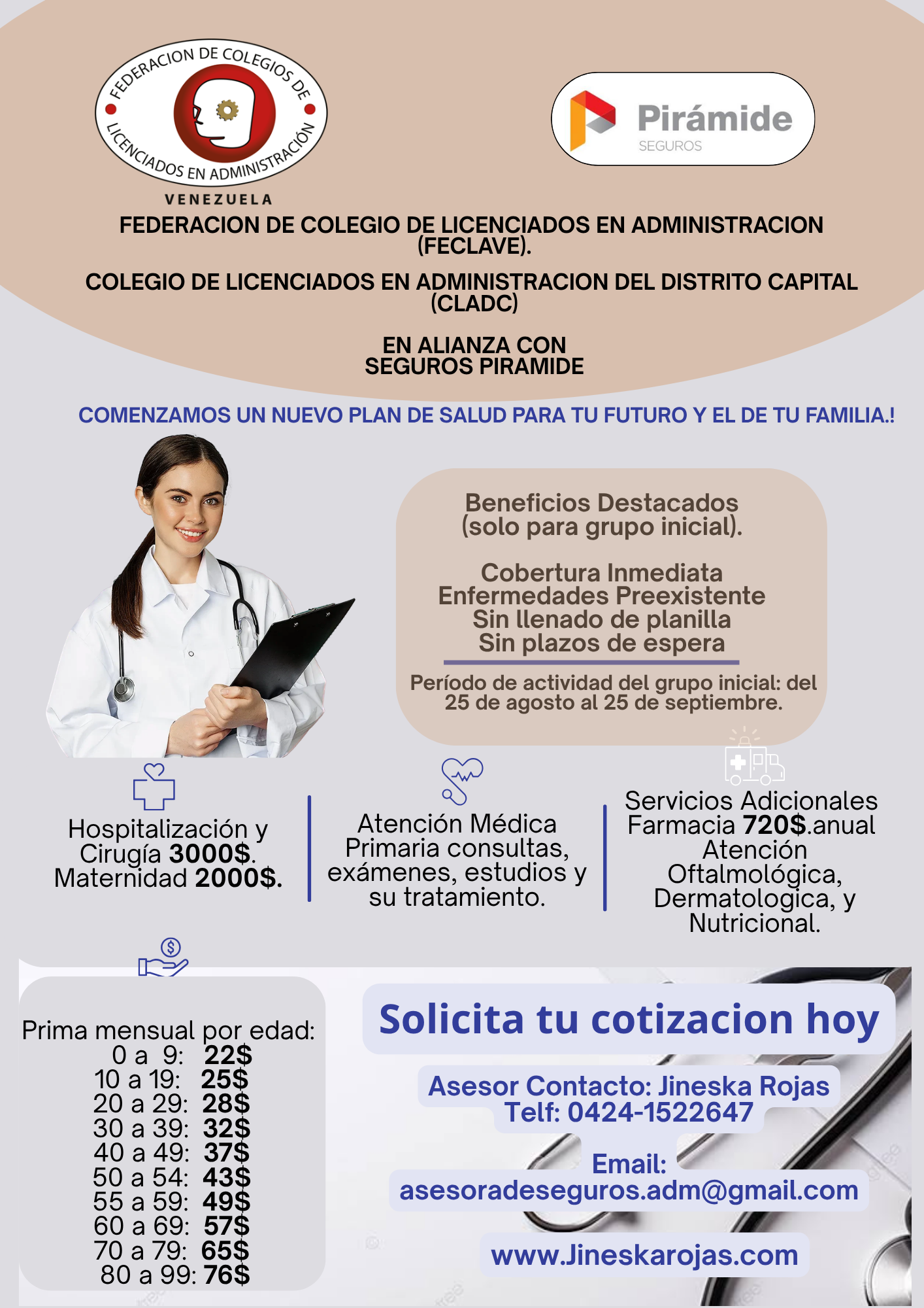 Flyer oficial Plan de Salud FECLAVE – Seguros Pirámide